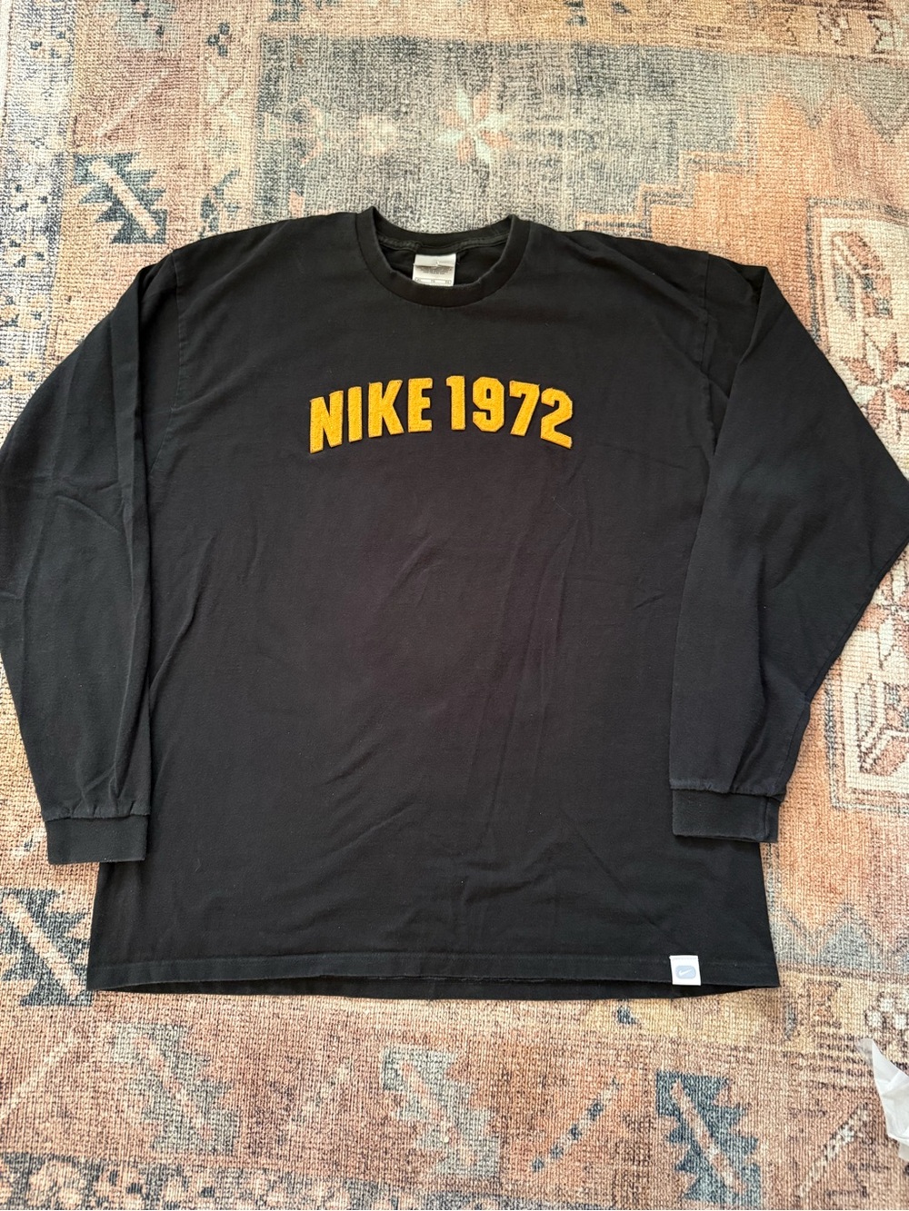 Nike 1972 Long Sleeve Shirt XL Black Appliqué Big Swoosh Graphic